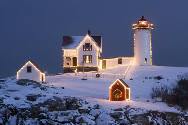 Faro de la noche de Navidad