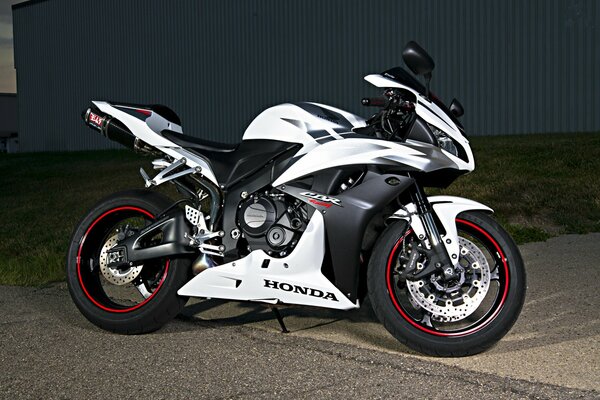 Honda sports motorcycle in black and white