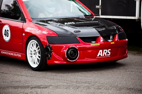 Tuned sports car in red