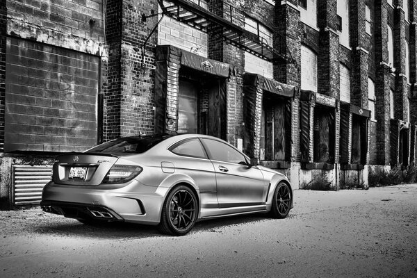 Brutal Mercedes C63 in abandoned urban conditions