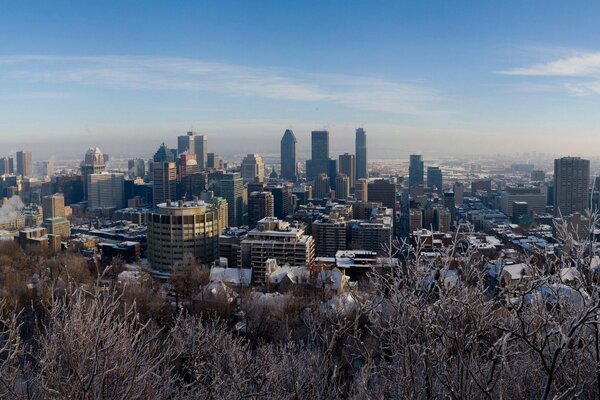 Зимний Монреаль с высоты птичьего полета