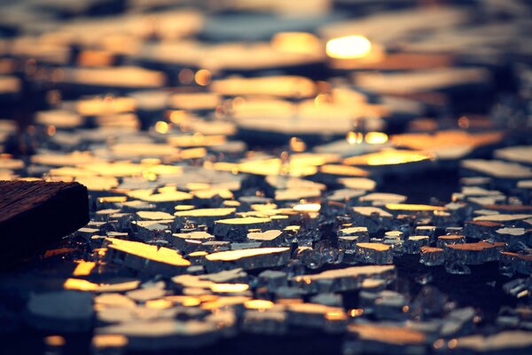 Amber sunset on the seashore