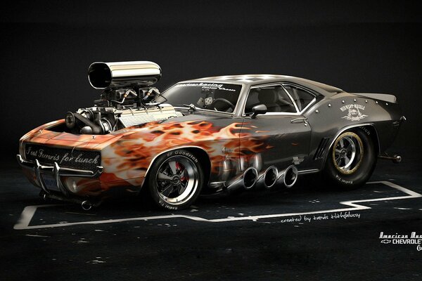 Chevrolet Camaro 1969 Hot Rod con vinile fuoco