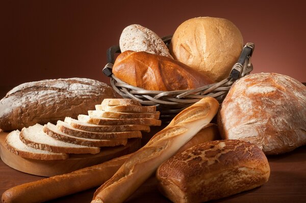 Fresh pastries on a brown background