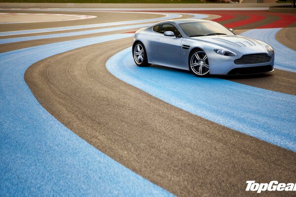 Aston Martin supercar on the race track
