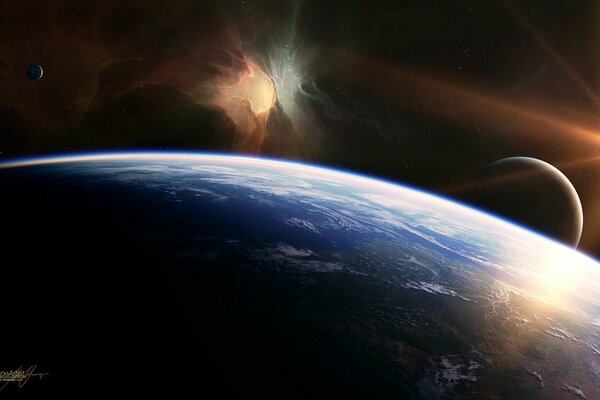 Panorama del planeta Tierra desde el espacio