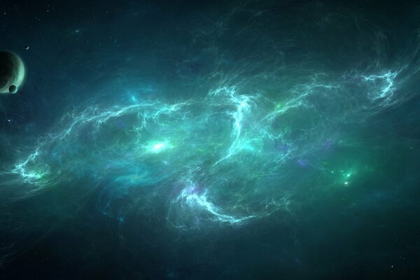 Blue and green nebula of constellations