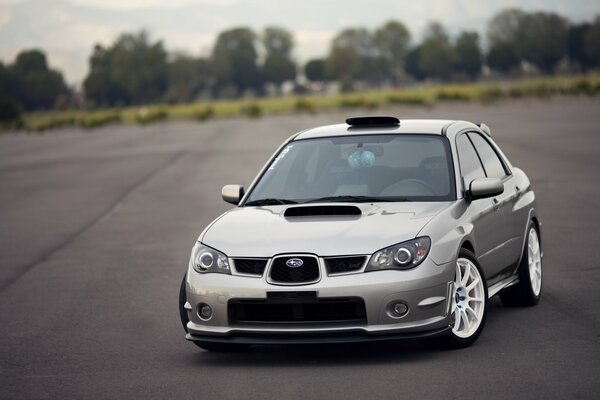 Silver subaru impreza in all its glory