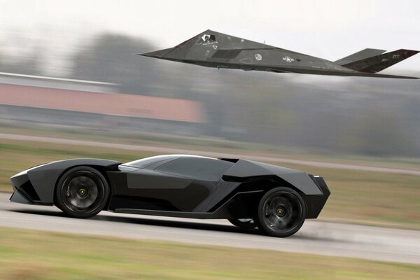 Speed Black lambogini vs Fighter