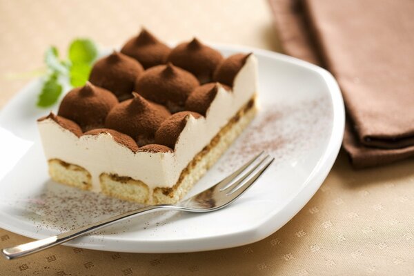 Pastel de crema de café y galletas