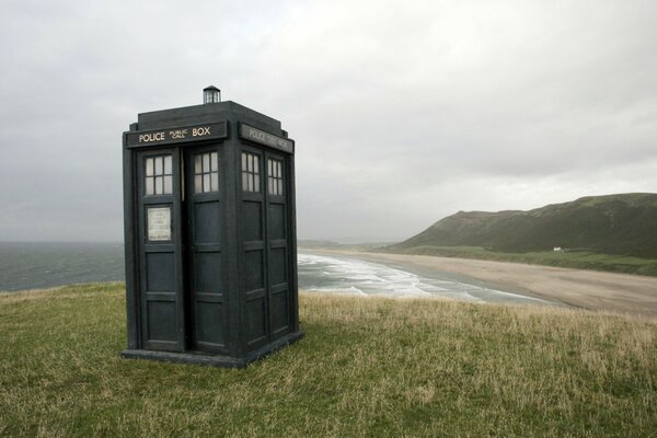 A lonely police box on the coast