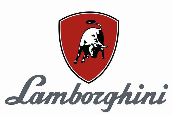 Logo Lamborghini avec Taureau sur fond rouge