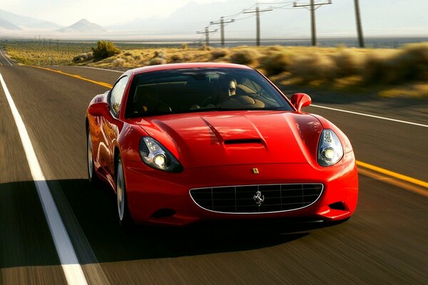 Fond d écran rouge Ferrari à la vitesse