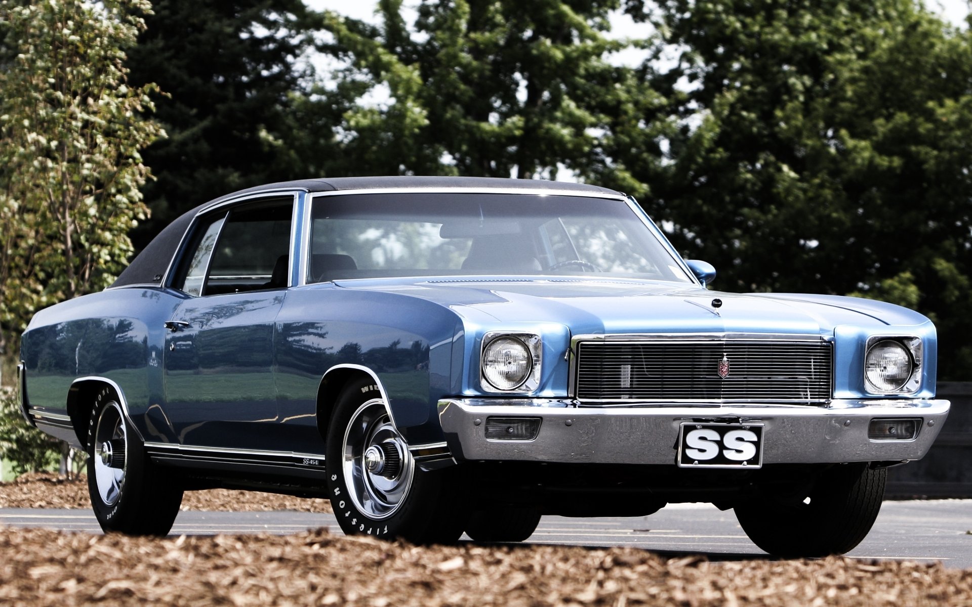 chevrolet monte carlo ss 1971 chevrolet monte carlo anteriore muscle car muscle car blu fogliame.alberi