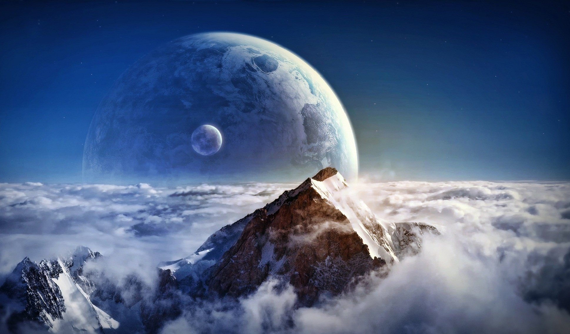 planet satellite peak mountain height space cloud