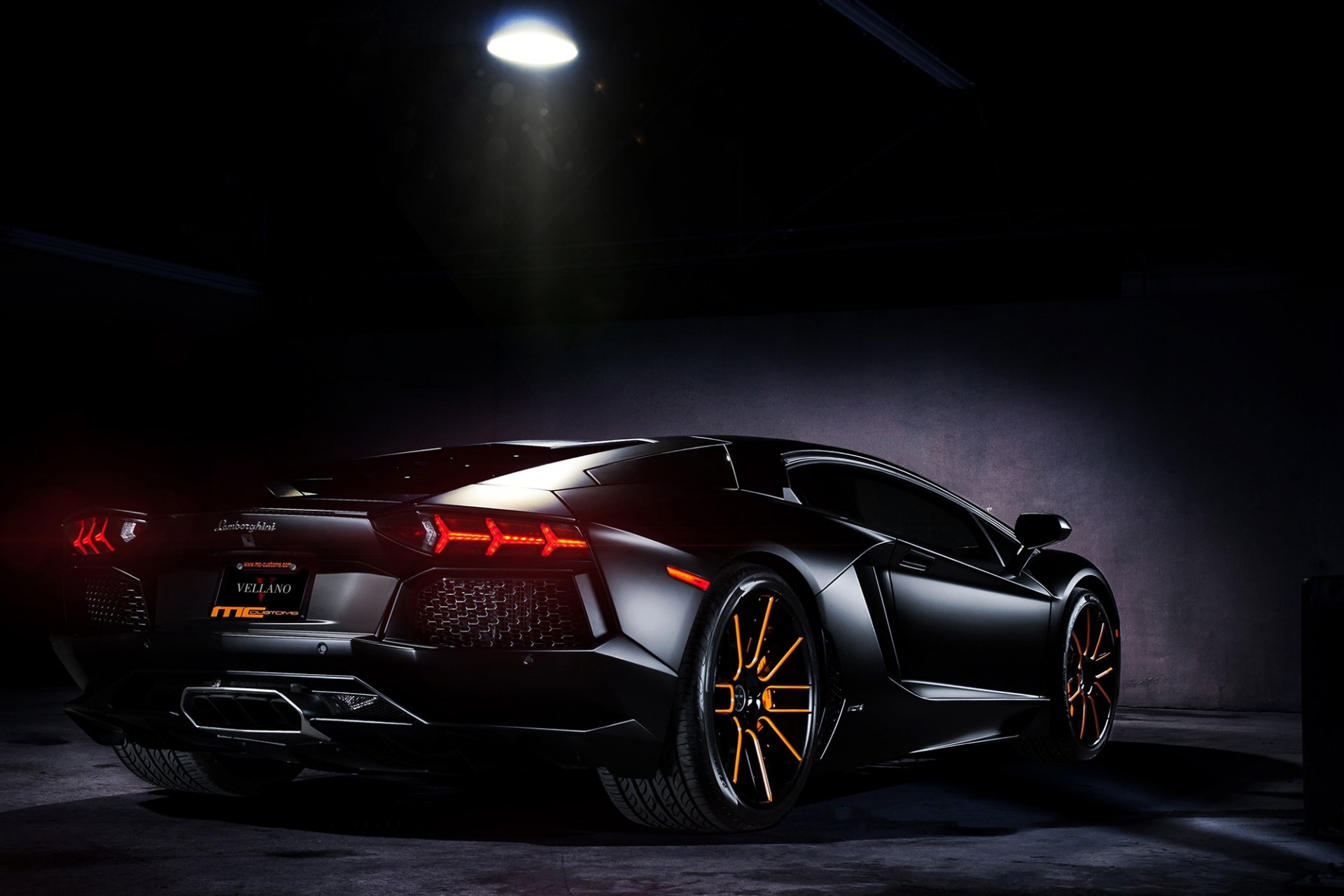 lamborghini aventador lp700-4 czarny lamborghini aventador tył reflektor lampa cień światło