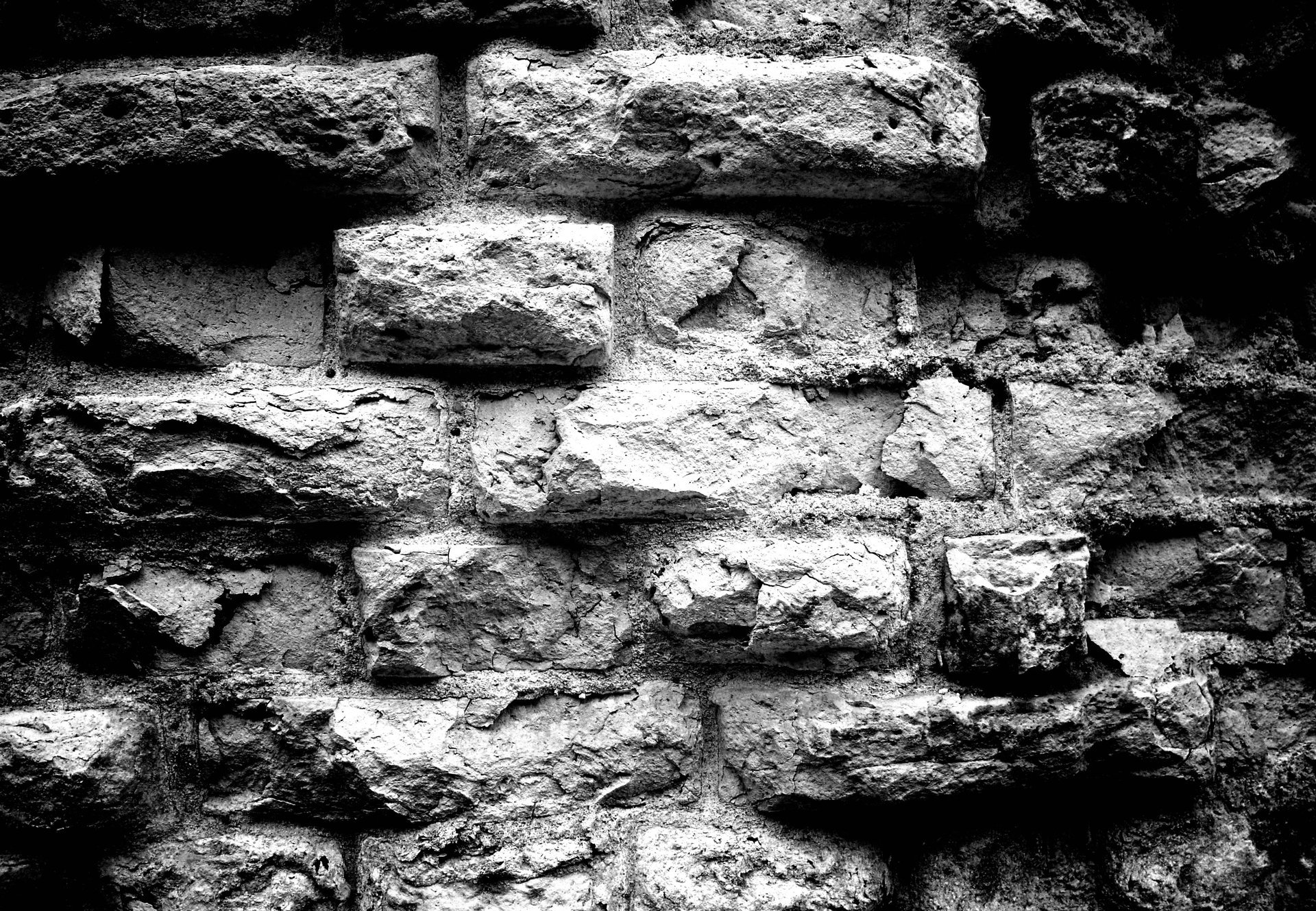 wall black and white bricks background