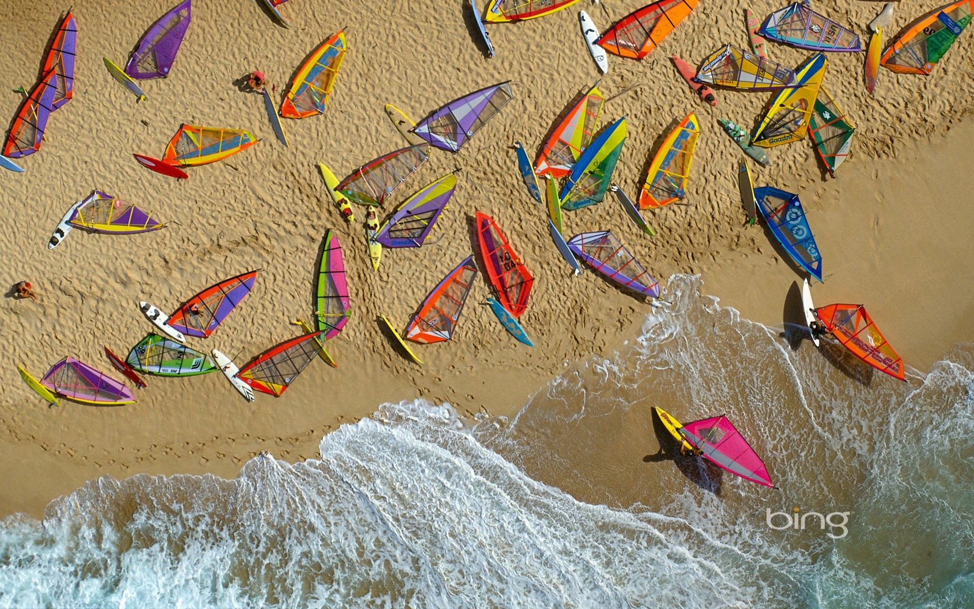 windsurfing sand beach hawaii sea wave