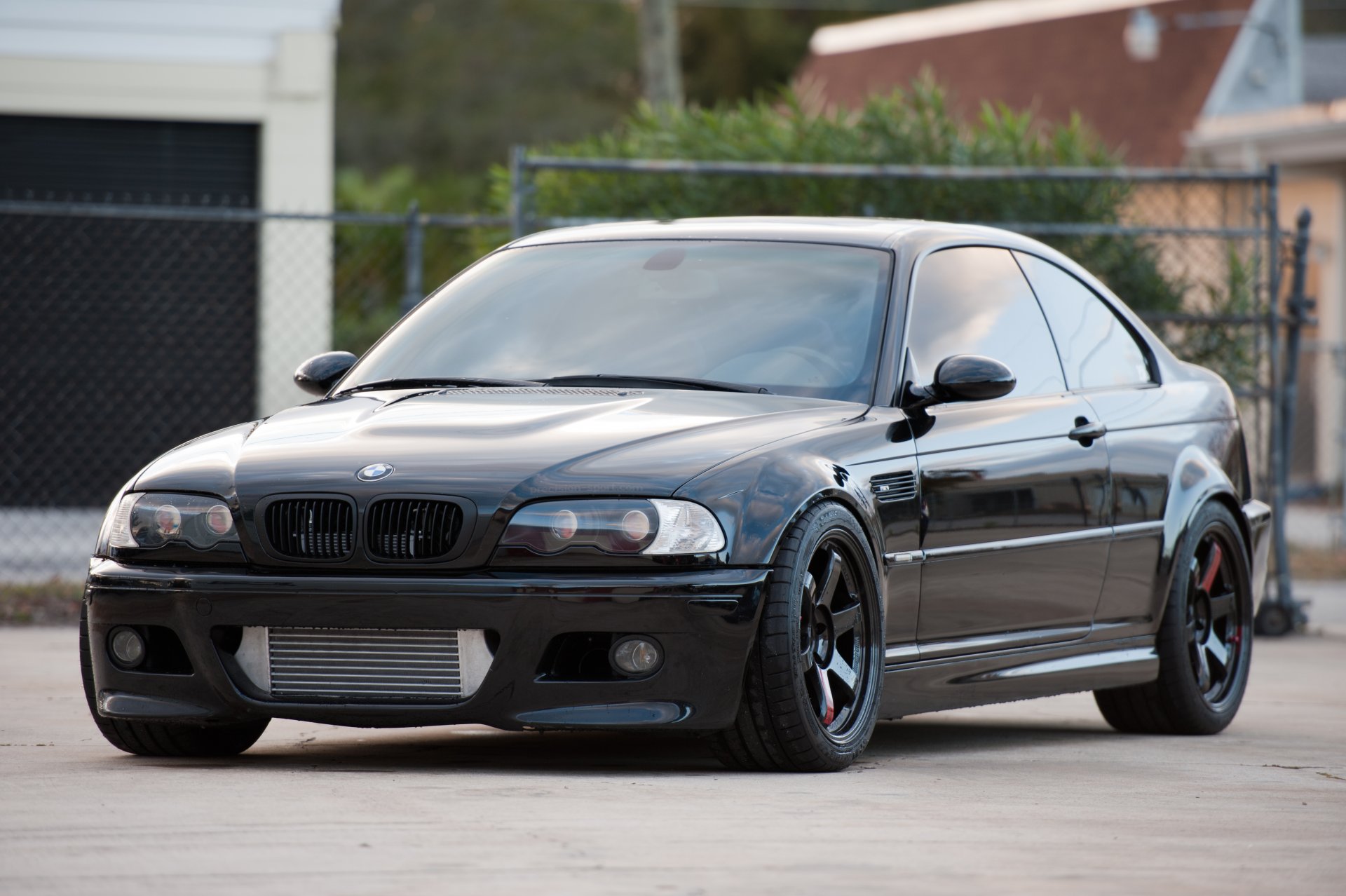 bmw m3 e46 noir roues loup bmw vue de face réflexion jantes