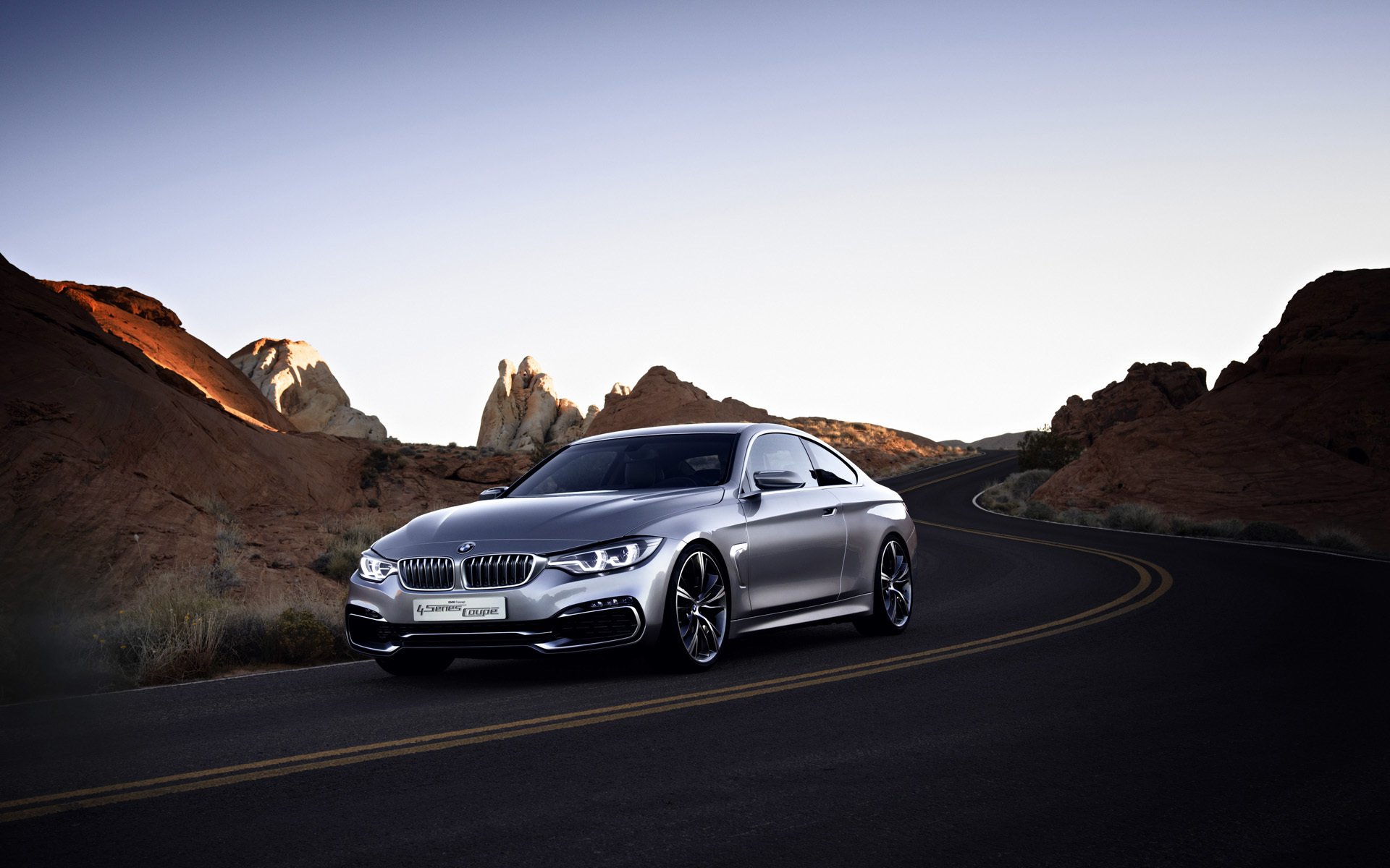 bmw 4 серии концепция купе стиль серебряный рок дорога 2013