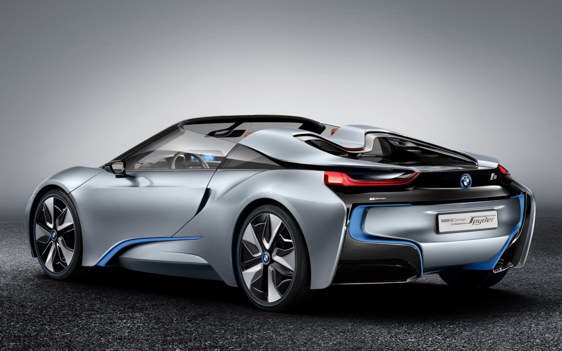 bmw i8 concept spyder bmw i8 concept spider supercar rear view background