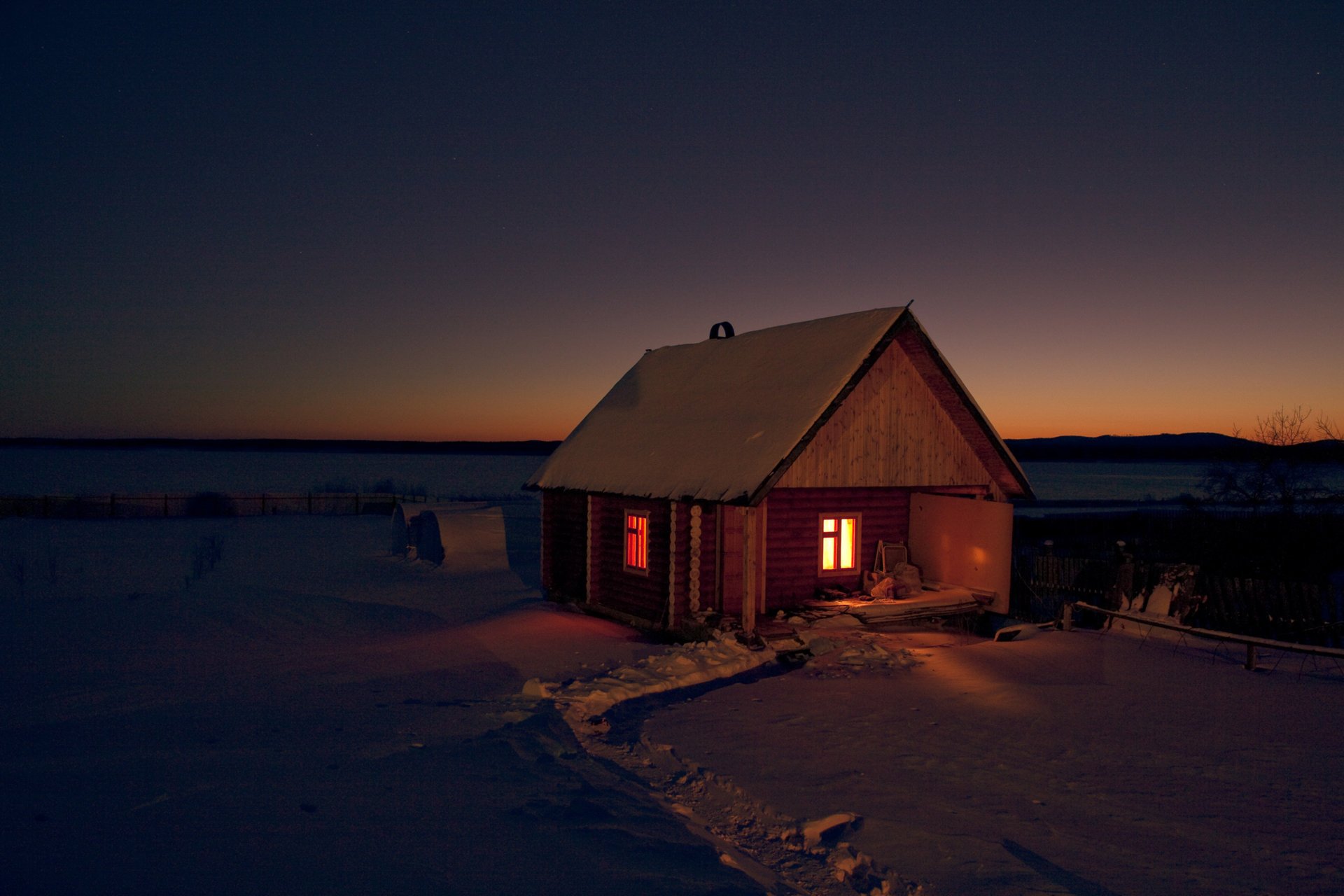 nature obscurité hiver neige nuit sauna bain maison