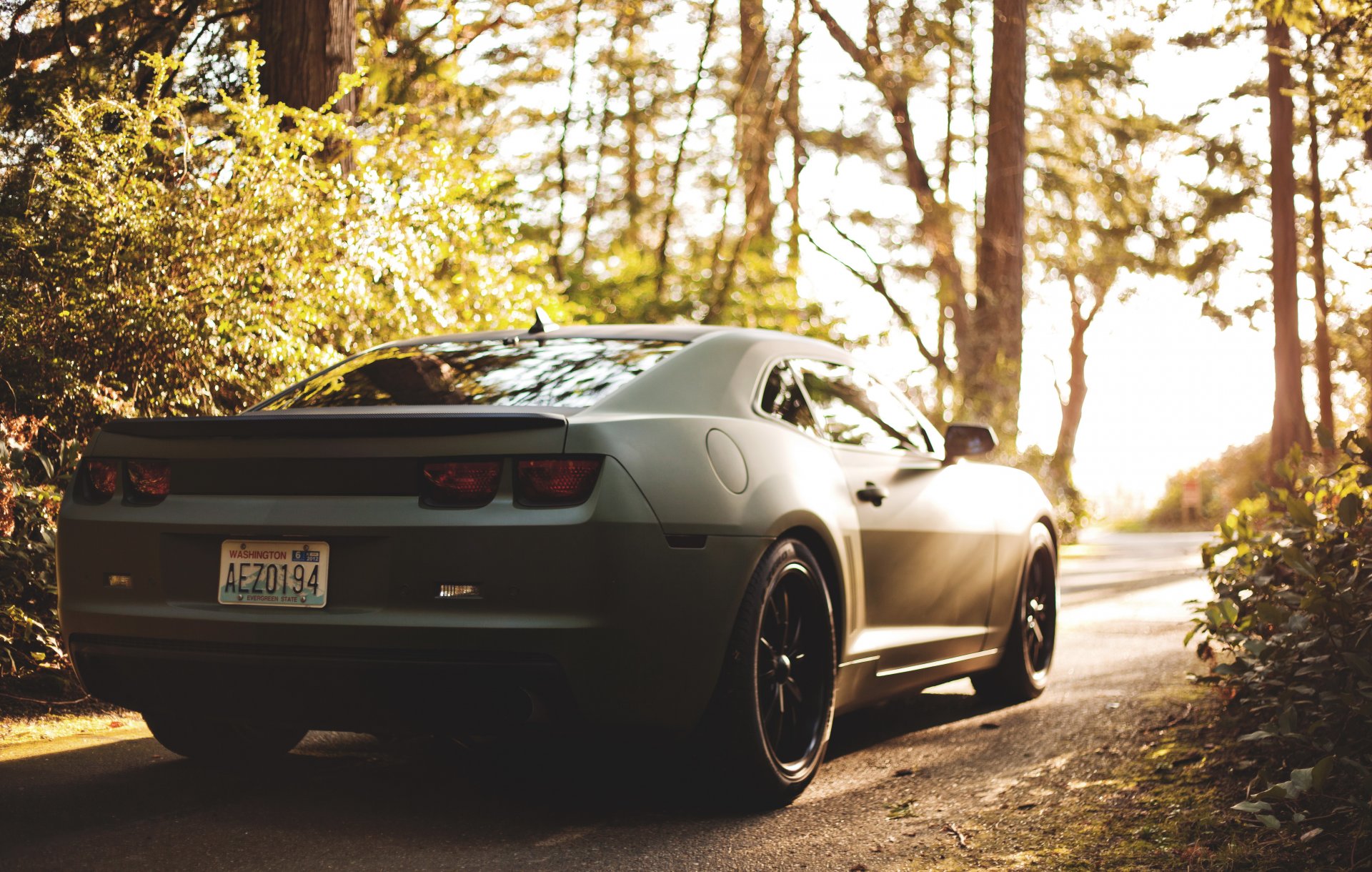 chevrolet camaro matte black bokeh