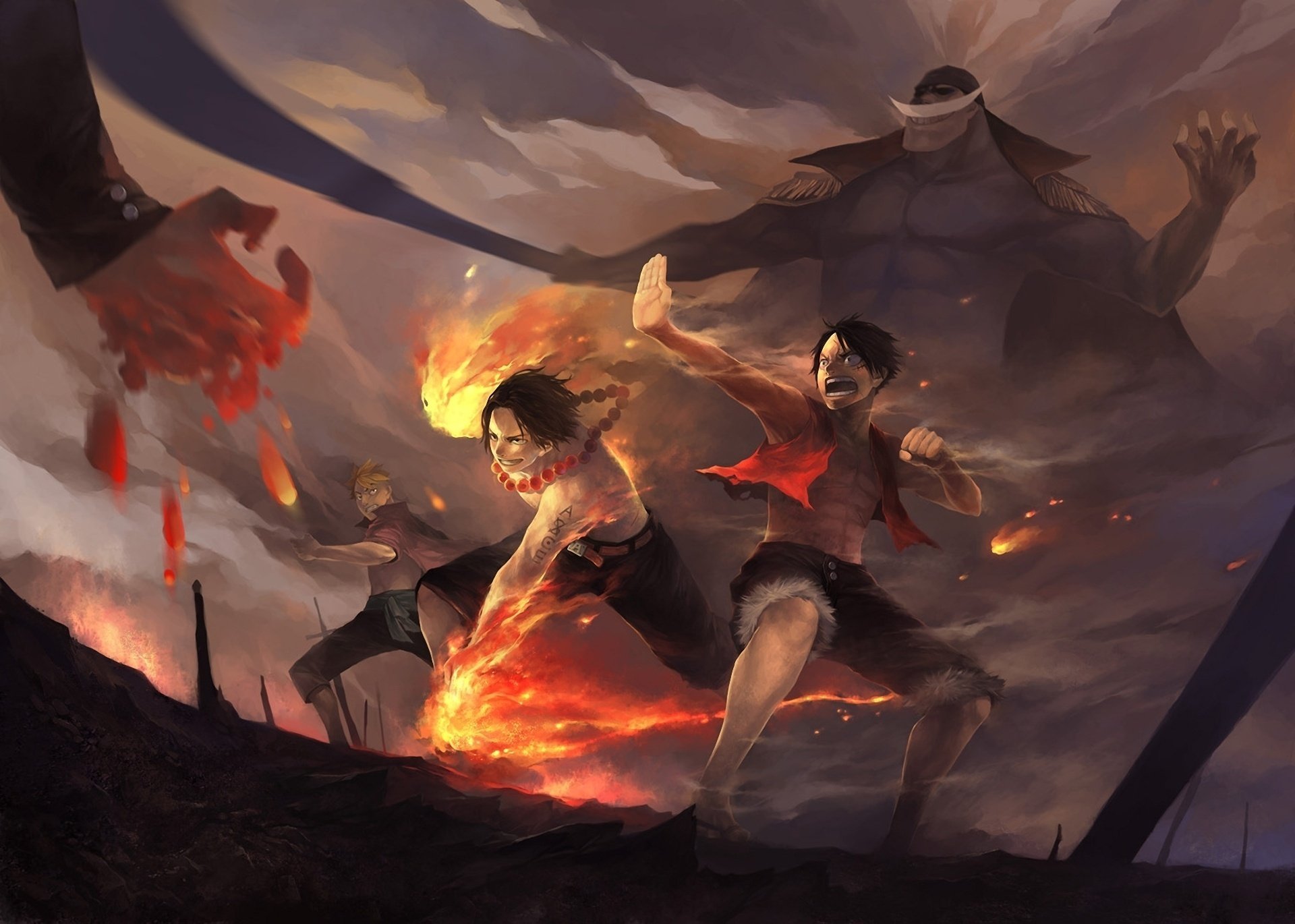 art one piece fire battle