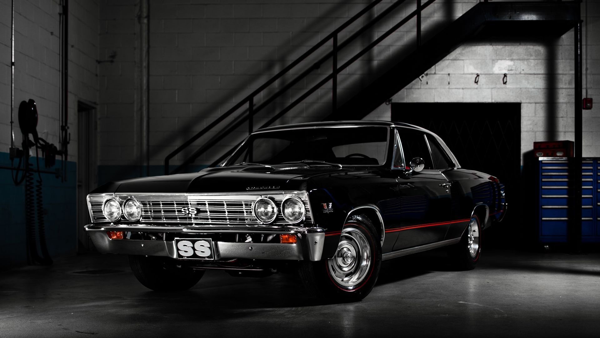 chevrolet chevelle ss мышцы автомобиль шевролет гараж полумрак