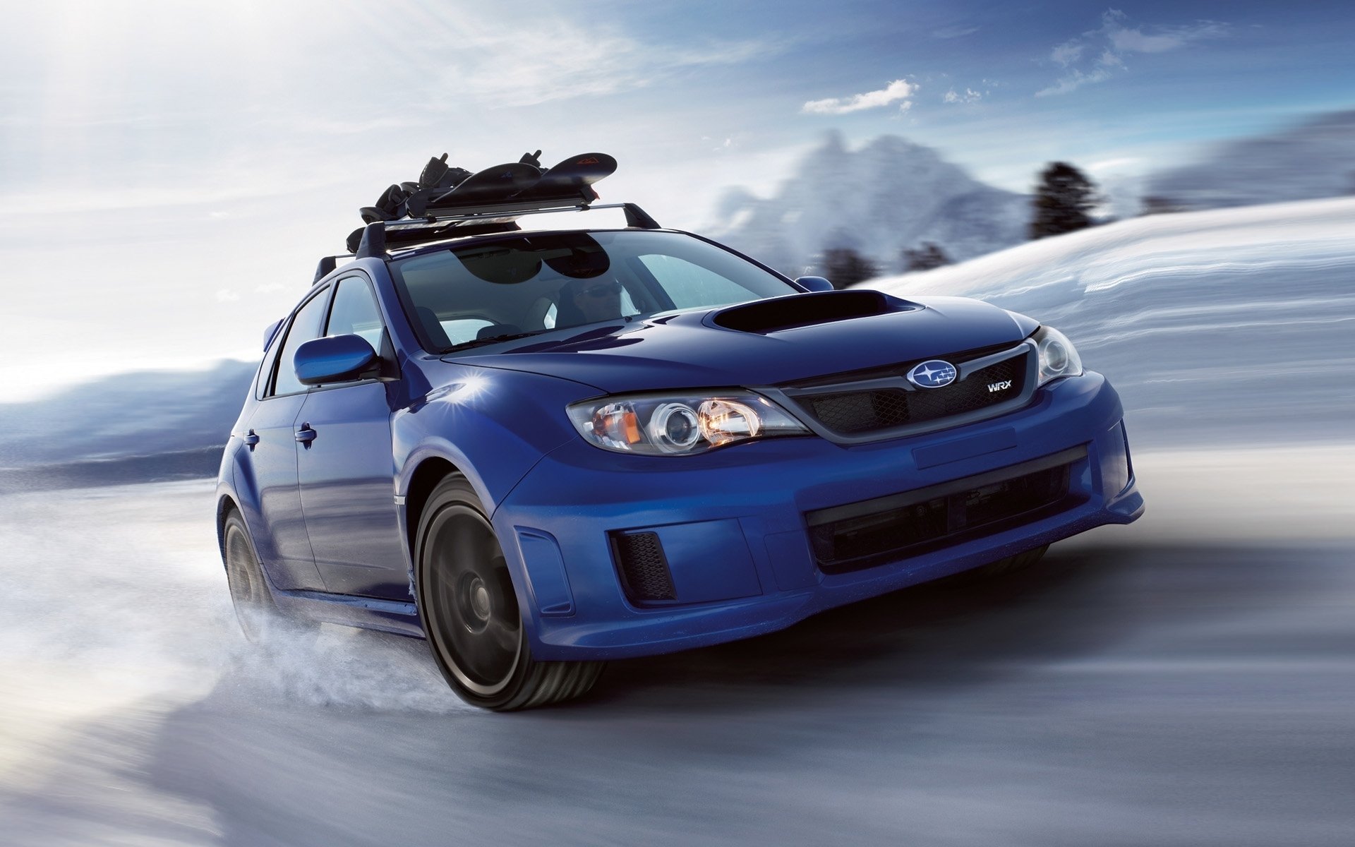 ubaru impreza wrx sti subaru impreza blau front schnee himmel