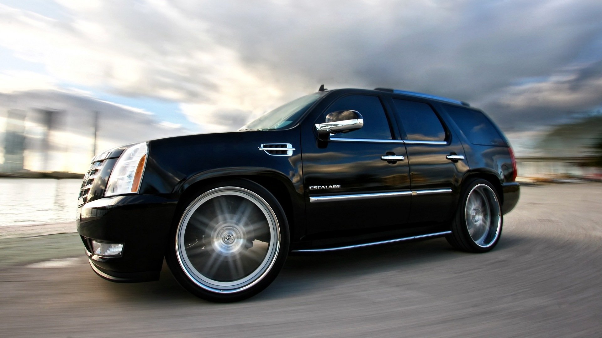 car wallpapers black cadillac escalade tuning speed wheels vehicles eskaled wheel rotation beautiful machine