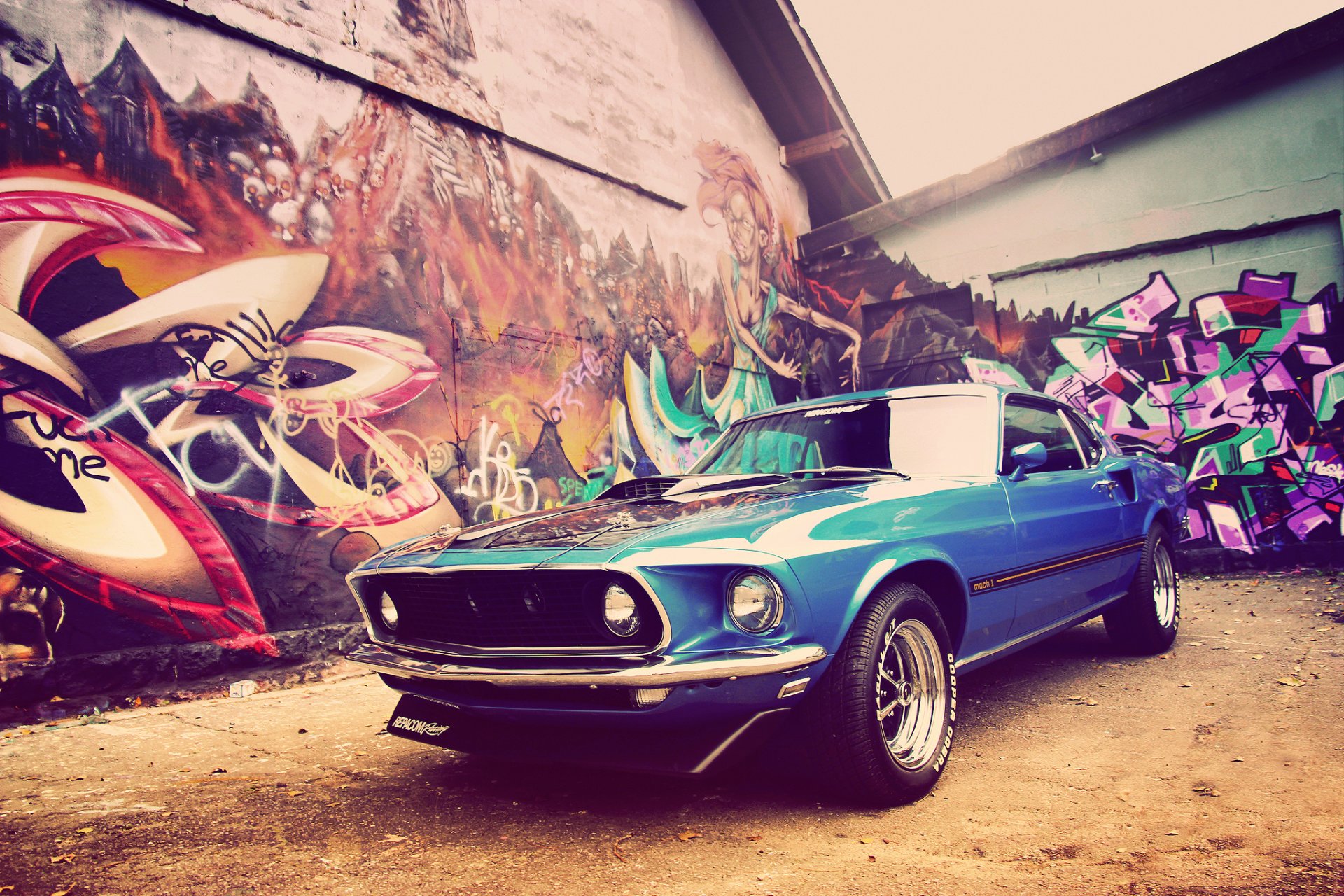 ford mustang 1969 clásico coche del músculo v8 casa grafito