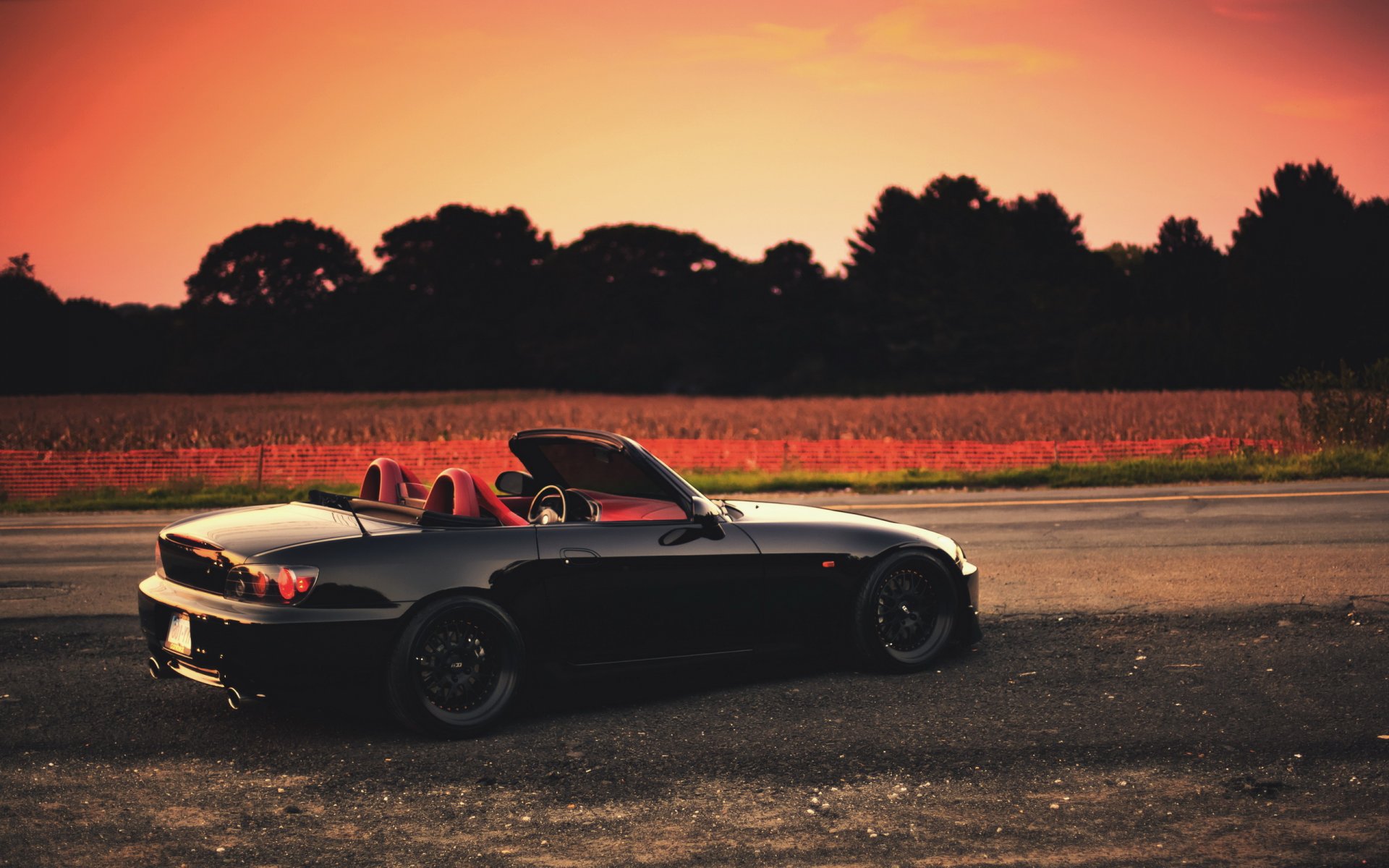 машина дорога ночь honda s2000