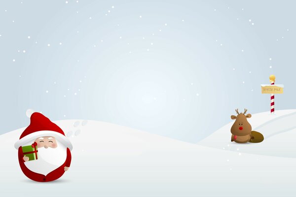 Новогодний арт: сферический дед Мороз и олень