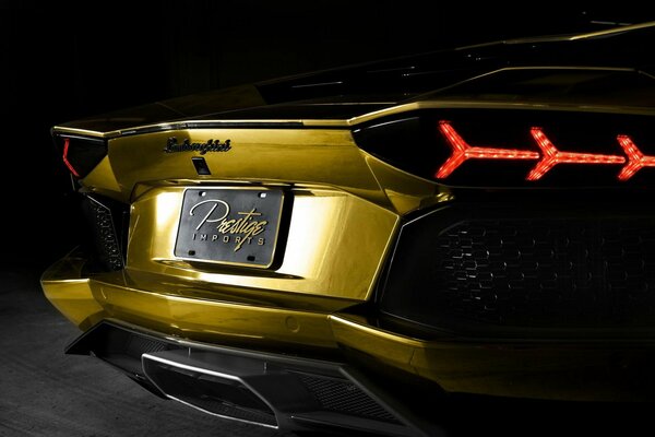 Gold prestigious lamborghini aventador