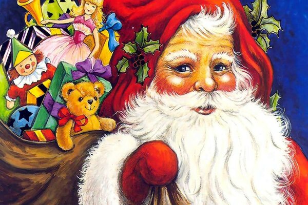 Санта клаус встречает нас с подарками