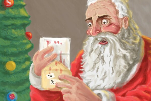 Santa Claus reads a New Year s letter