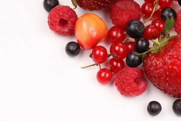 Summer berries on a white background