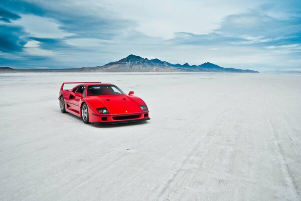 Ferrari f40 red car on the lake