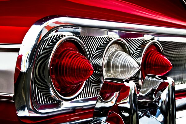 Red rear lights of the car