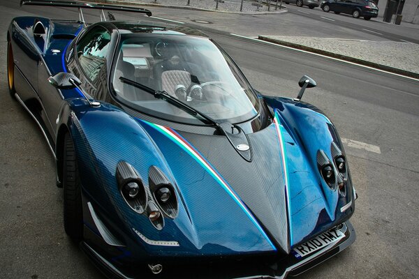 Cool dark blue Pagani zonda sports car
