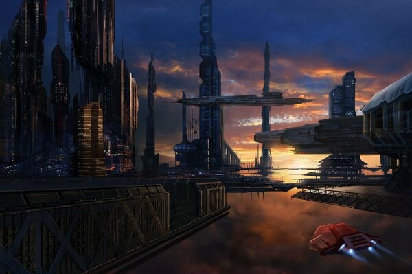 La ville du futur dans le ciel