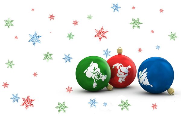 Christmas colorful balloons and snowflakes