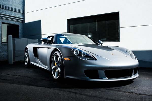 Porsche carrera gt sports car in gray tones