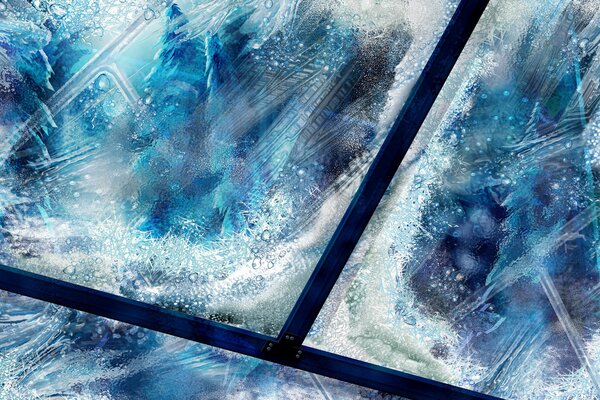 Зимние текстуры: ледяные узоры на стекле