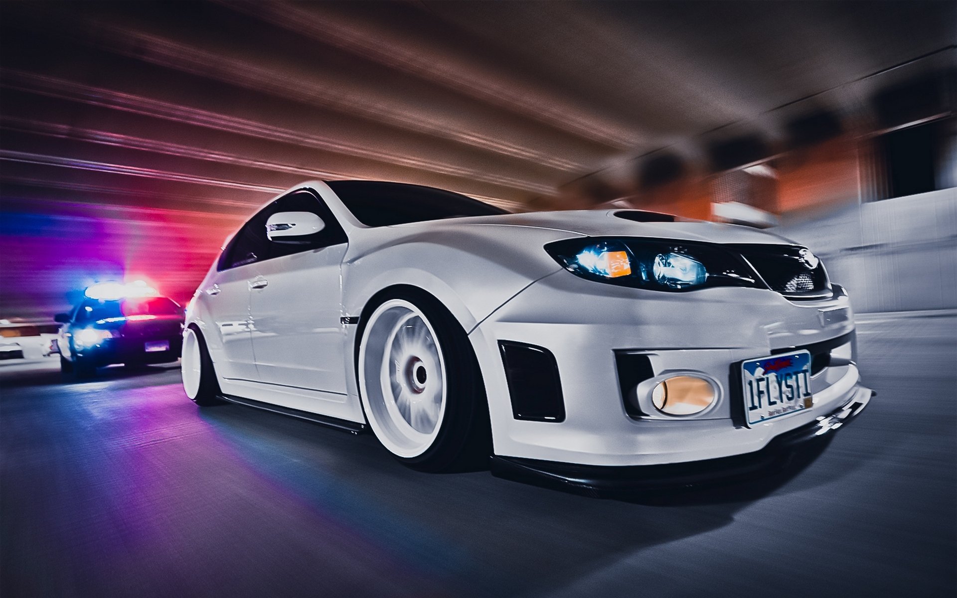 car wallpaper subaru impreza wrxsti white in sexy police speed tuning position jdm style wallpaper subaru impreza white police chase