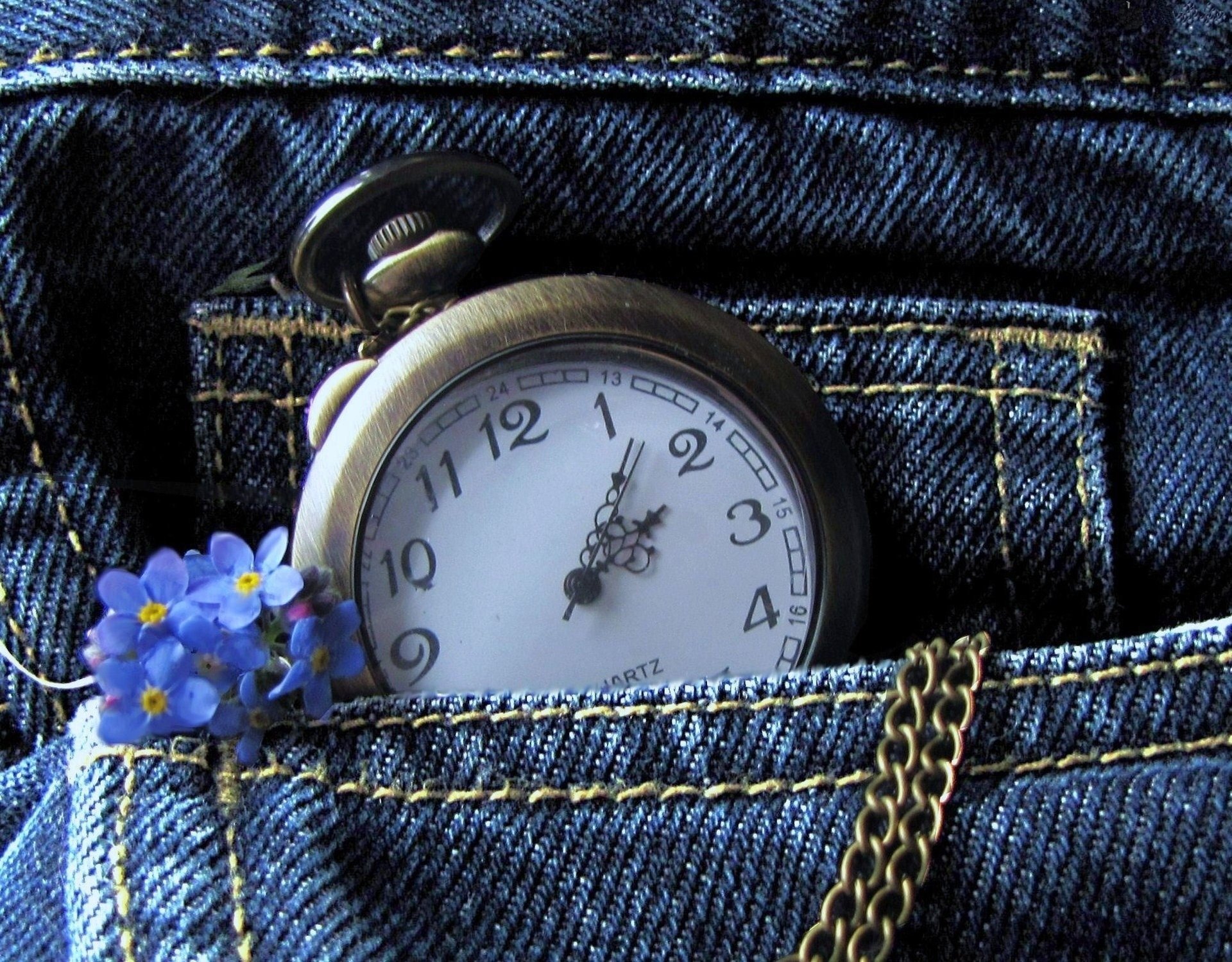 fiori orologio catena tasca jeans