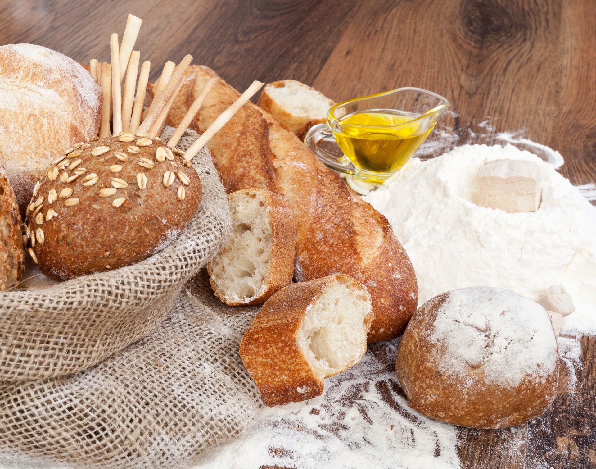 flour table bag bread