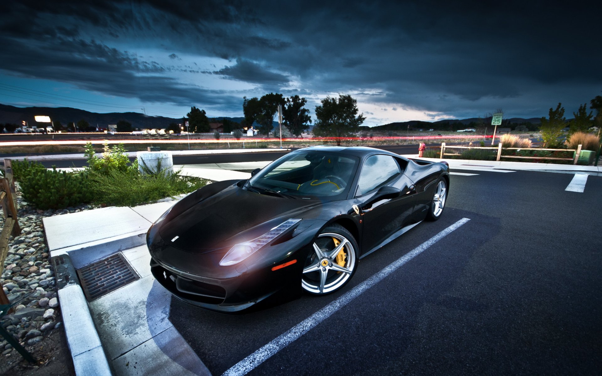 ferrari 458 italia strada notte