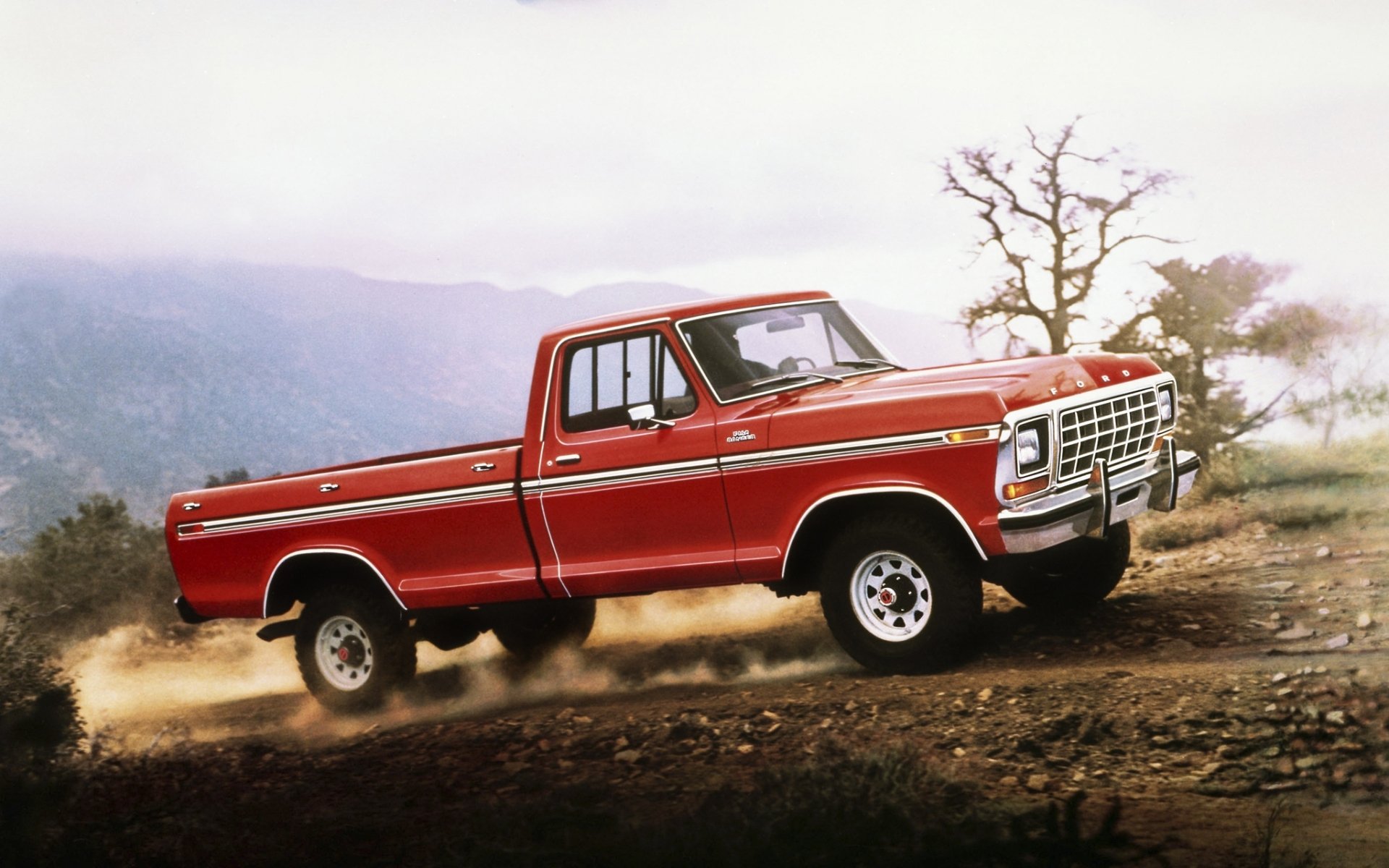 ford f-150 ranger 1978 f-150 ranger camioneta rojo clásico carretera polvo cielo